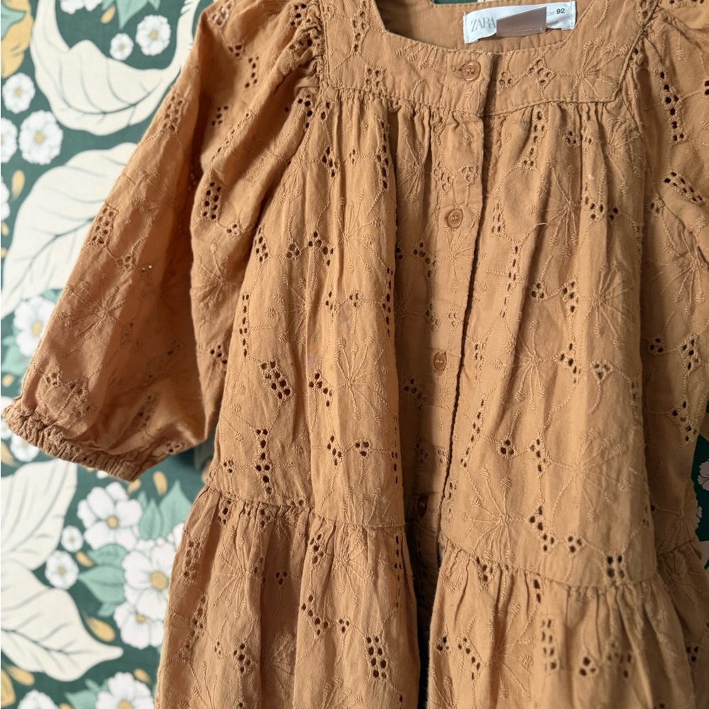 Zara Tan Eyelet Tunic/Dress - Picture 2 of 2